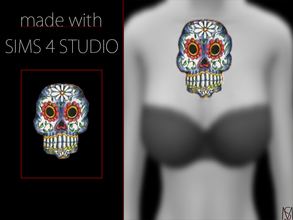 Sims 4 — Sugar skull tattoo by mormosims — Sugar skull tattoo for young females and males.