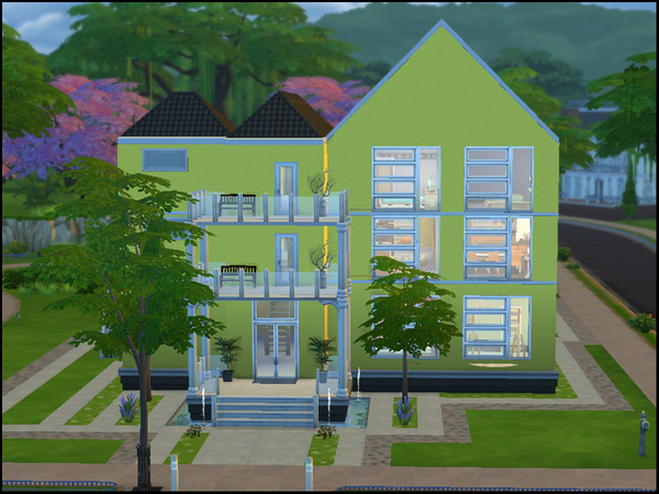 Sims 4 — Yellow Rich House by tamoura1 — Big yellow house for big families without CC, comes with a pool for saturdays