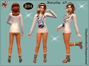 Sims 2 — ASA_Dress_284_AF by Gribko_Sveta — Sweater with Mikki the Mouse and trousers for women TS2