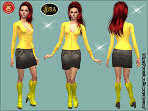 Sims 2 — ASA_Dress_286_AF by Gribko_Sveta — Yellow jacket with a black skirt for women TS2