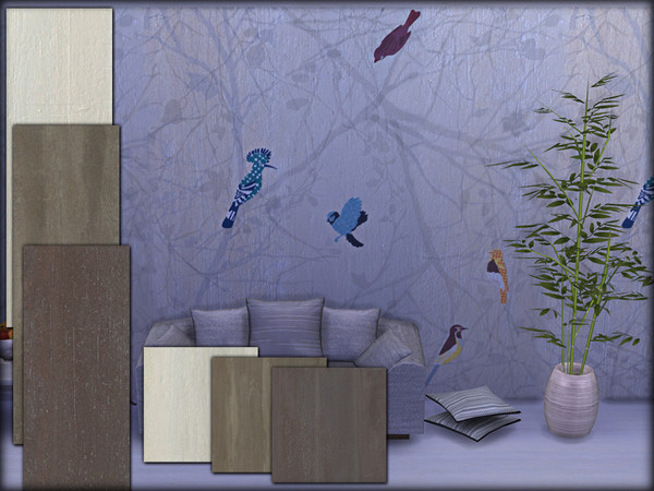 Sims 4 — Panels Birds (floors) by Hanagatami — Panels Birds (floors), 3 color styles.