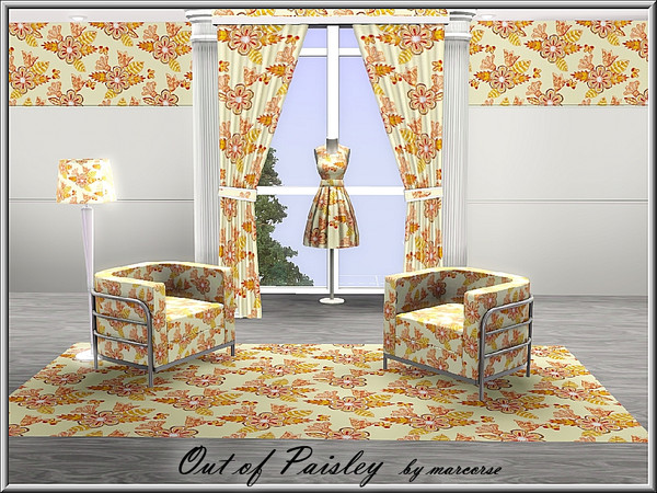Sims 3 — Out of Paisley_marcorse by marcorse — Fabric pattern: floral elements with a paisley feel.