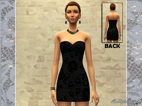The Sims Resource - New Year's Eve lace - Black dress