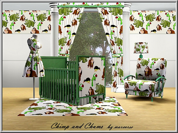 Sims 3 — Chimp & Chums_marcorse by marcorse — Themed pattern happy nursery design of a chimp and his jungle chums.
