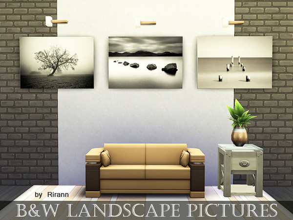 Sims 4 — B&W Landscape Pictures by Rirann — A set of black and white landscape pictures. Will adorn any interior with