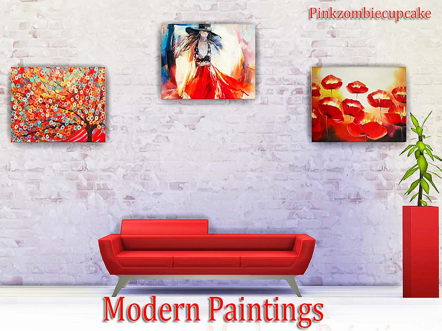 The Sims Resource - Red modern paintings