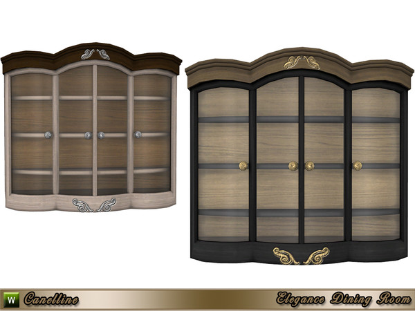 Sims 4 — Elegance Dining Room China Cabinet by Canelline — This cabinet is very classy, and on each shelf you can put
