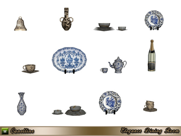 Sims 4 — Elegance Dining Room Decorative Tableware by Canelline — These objects will give a charming style to your china