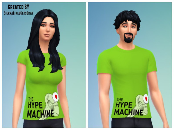 Sims 4 — Hype Machine T-Shirts (Male & Female) by sierralikescatsokay2 — Hype Machine T-Shirts Male and Female