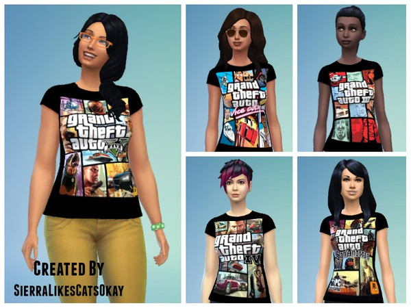 Sims 4 — Grand Theft Auto T-Shirt Collection (Female) by sierralikescatsokay2 — Grand Theft Auto T-Shirt Collection -