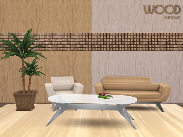 Sims 4 — Wood by Paogae — Modern wood wall with decor, to make every room warm and cozy. Two colors. Categories: