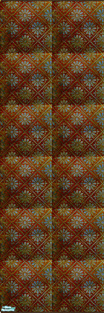 Sims 2 — Antique-Chic Wallpaper - Red by BluStarr — Add some flare to your room with this deep red floral print.