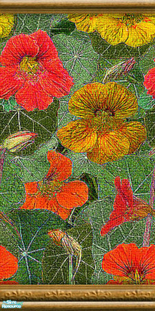 Sims 2 — ART NOUVEAU - nasturtia01 by perelinka — Floral wallpaper with nasturtium in leading role.