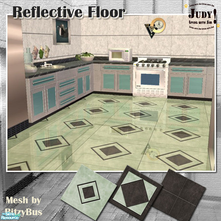 Sims 2 — Judy_Reflective Floor - Tile Dark Horiz by judyhugsnoopy — More recolor reflective floor for your Sim's house