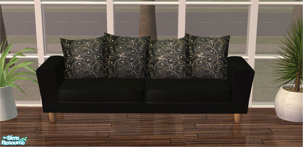 Sims 2 — Black Flower Swirls Sofa  by frillyfilly — Recolours of shtinky00's "Arizona Chair, Loveseat and Sofa set.