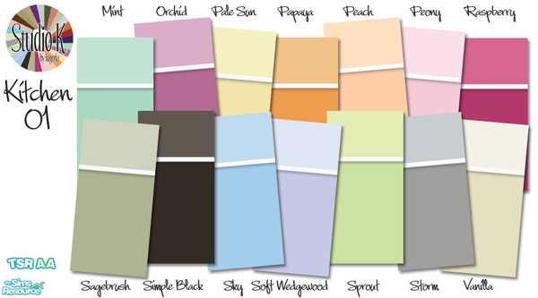 Sims 2 — Studio K Kitchen 01_02 by StudioKhagerks — 15-28 of 28 colors. Can be found under Paint and can be purchased for
