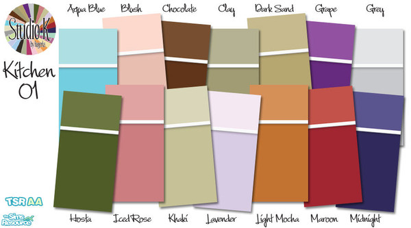 Sims 2 — Studio K Kitchen 01_01 by StudioKhagerks — 1-14 of 28 colors. Can be found under Paint and can be purchased for