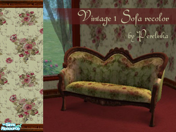 Sims 2 — Vintage 1 Sofa by perelinka — Elegant sofa (match my Vintage 1 Walls Set).