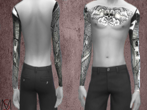 Sims 4 — Sleeve Tattoo by mormosims — ~Young adult and adult males. ~Non recolorable. ~Sleeves and chest.