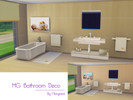 Sims 4 — MG Bathroom Deco by morgana14 — This set has 2 Paintings 6 Towels 2 Blinds 2 Rugs 3 Beauty bottles