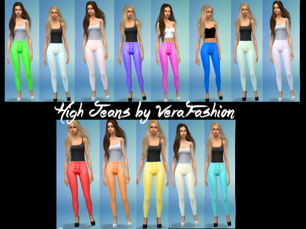 Sims 4 — High Jeans by VeraFashion — High Jeans in 15 different colors for THE SIMS 4. By VeraFashion.