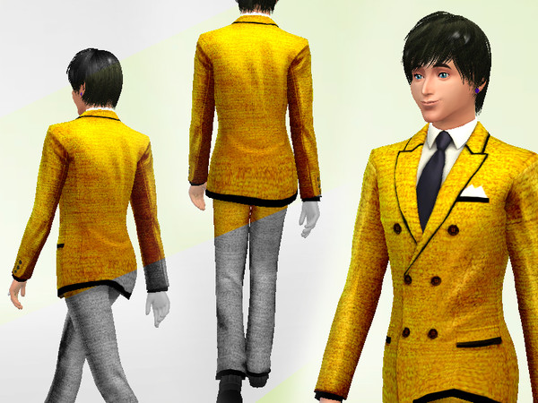 Sims 4 — Gold Suit (Coat) by kokoroworks — Celebrate the new year with a slick new gold suit for your wealthy/famous male