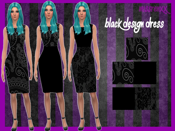 Sims 4 — Black Design Dress by missrenxx — Black Design Dress for your female sims. This dress is found under Long Dress.