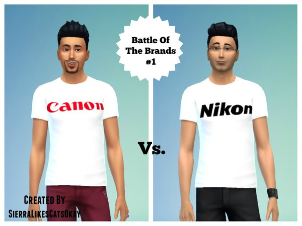 Sims 4 — Battle Of The Brands: Canon Vs. Nikon T-Shirts (Male) by sierralikescatsokay2 — Battle Of The Brands: Canon Vs.