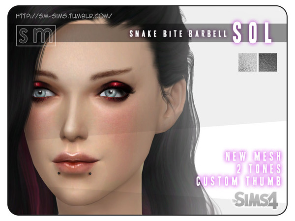 Sims 4 — [ Sol ] - Snakebite Barbell by Screaming_Mustard — A snakebite barbell piercing for the lips. Comes in silver