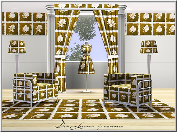 Sims 3 — Duo Leaves_marcorse by marcorse — Themed pattern: two leaf motifs in a square repeat design