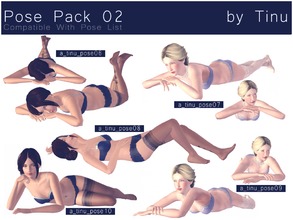 Sims 3 — Pose Pack 02 by Tinu by Tinuleaf — 5 Female Adult poses compatible with the pose list. You can find the