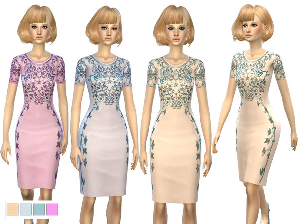 Sims 4 — Elegant Baroque dress by Weeky — Elegant Baroque dress with shiny details for glamour nights. Mesh from game.
