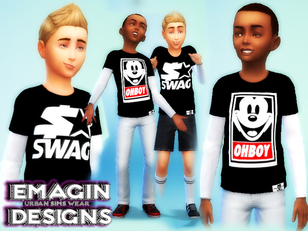 Sims 4 — Mickey Mouse OH BOY Tee by emagin3602 — Designed by Emagin Designs
