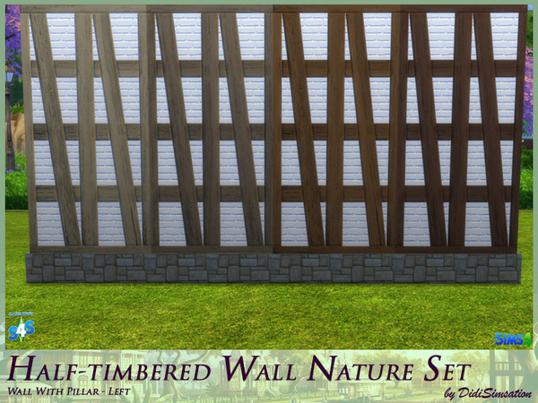Sims 4 — Half-timbered Wall Pillar left - Nature by didisimsation — Half-timbered Wall - with Pillar left 4 natural brown