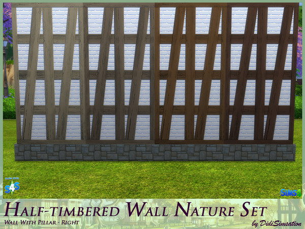 Sims 4 — Half-timbered Wall Pillar right - Nature by didisimsation — Half-timbered Wall - with Pillar right 4 natural