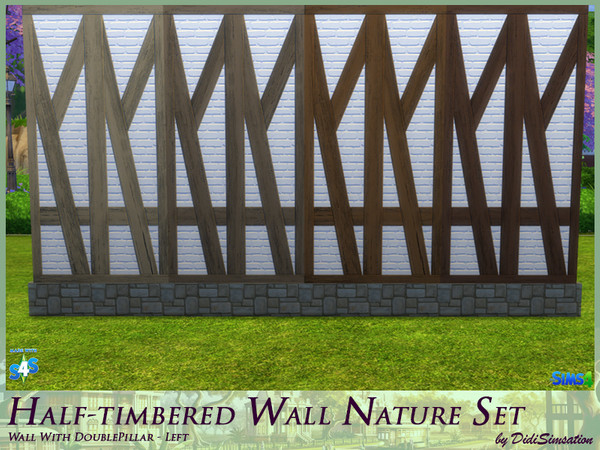 Sims 4 — Half-timbered Wall Doublepillar left - Nature by didisimsation — Half-timbered Wall - with Doublepillar left 4