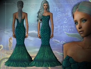 Sims 2 — Green Mermaid Dress by KCsim — Dress is available under all categories (so they can swim in their dress haha)
