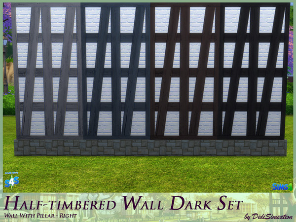 Sims 4 — Half-timbered Wall Pillar right - Dark by didisimsation — Half-timbered Wall - with Pillar right 4 dark colors