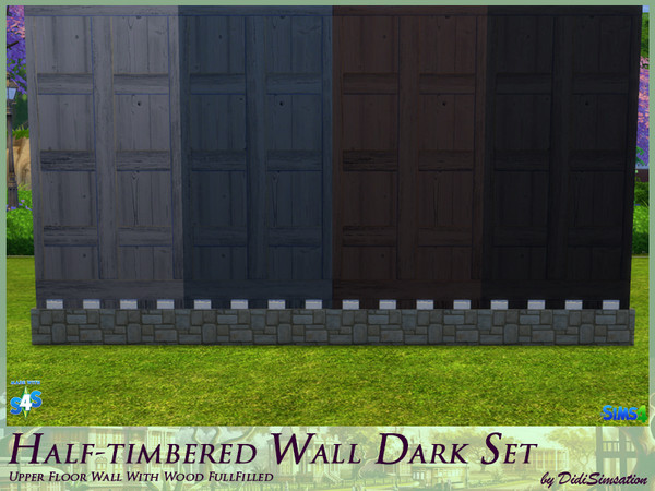Sims 4 — Half-timbered Upper Floor Wall Wood fullfilled - Dark by didisimsation — Half-timbered Upper Floor Wall - with