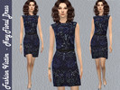 Sims 4 — Navy Floral Dress by Fashion_Victim — This sleeveless pencil dress is rendered in navy floral beading. 