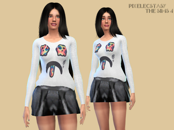 Sims 4 — Psycho Rebels Outfit by ymiyaresxo — Full outfit Skirt and sweater recolor of puresims.tumblr.com mesh 4 colors 
