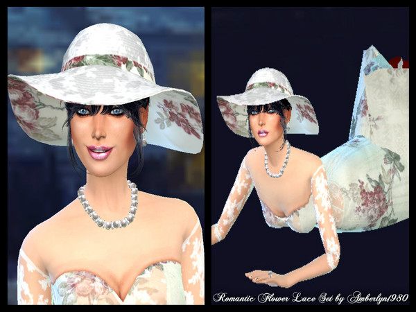 Sims 4 — Romantic Floral Lace Hat by Amberlyn19802 — ... comes as stand alone item in CAS for teen to elder female sims.