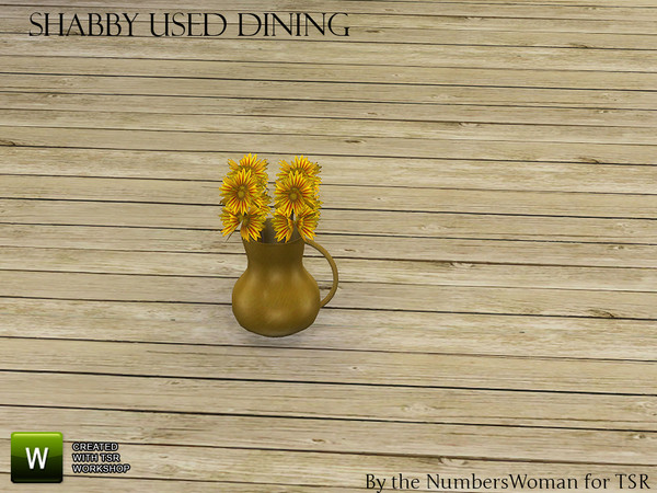 Sims 4 — Shabby Bargain Shabby Chic Dining Pitcher Plant by TheNumbersWoman — Shabby yet affordable, the comfort oozes