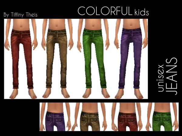 The Sims Resource - Kids Unisex Colorful Jeans