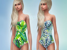 Sims 4 — Tropical swimsuit by QueenRaspberry — Two cool tropical swimsuits in one .package Hair: Stealthic