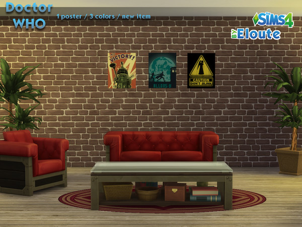Sims 4 — Doctor Who Posters by Eloute2 —  Contains : 1x painting Color : includes 3 colours variations (you can scale up