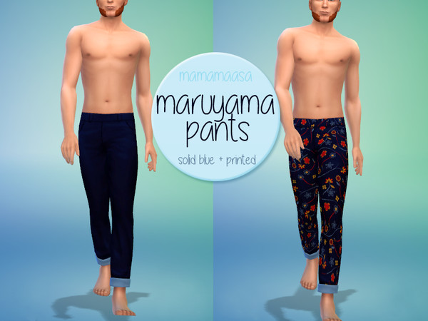 Sims 4 — Maruyama Pants by mamamaasa — Pants for your fashionable male sims. There are two versions: the solid blue one,