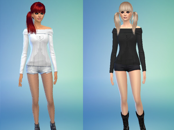 Sims 4 — Pretty Sweaters Set by ShinattyPanda — A set with 2 pretty sweaters (White &amp; Black) I hope you like it!