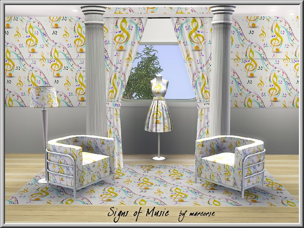 Sims 3 — Signs of Music_marcorse by marcorse — Themed pattern musical notes and staff symbols. .