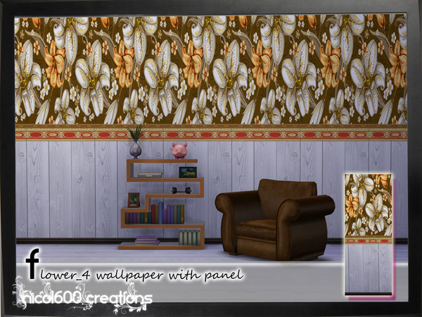 Sims 4 — Floral wallpaper v4 by nicol6002 — Floral pattern wallpaper suitable for any kind of interior. Works with all 3